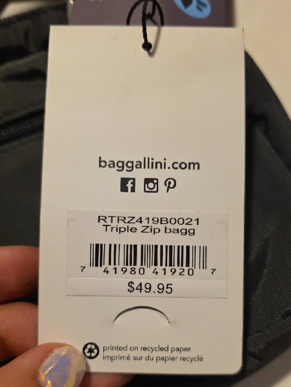 Baggallini Black Crossbody Sling Bag Triple Zip - Picture 8 of 8